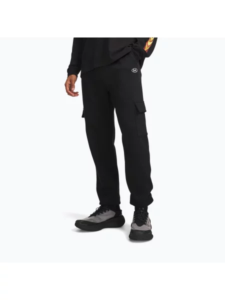 Pantaloni pentru bărbați Under Armour Rival Fleece Cargo ultimate black/white alb