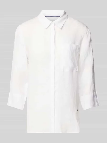 Bluzka lniana o kroju regular fit z kieszenią na piersi model ‘Vickie’ Brax biała