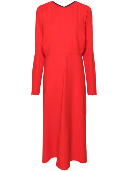 Rochie midi Victoria Beckham drapată până la genunchi de costum roșu
