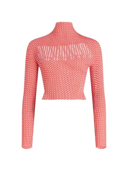 Gulerat top Jean Paul Gaultier asimetric roșu