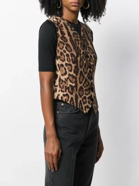 Vestă Dolce & Gabbana cu imagine cu model leopard maro