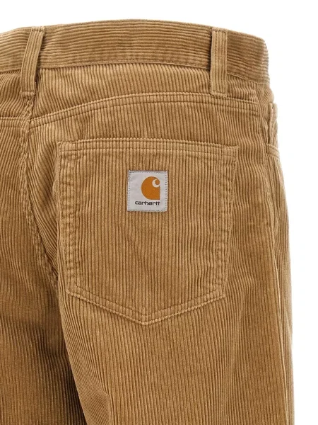 Pantaloni Carhartt Wip de catifea maro