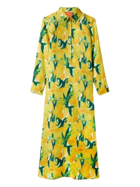 Rochie tip cămașă La Doublej de costum galben