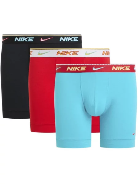 Bokserki Nike Brief Logo Stripe czerwony turkusowy 3 sztuki S czarny