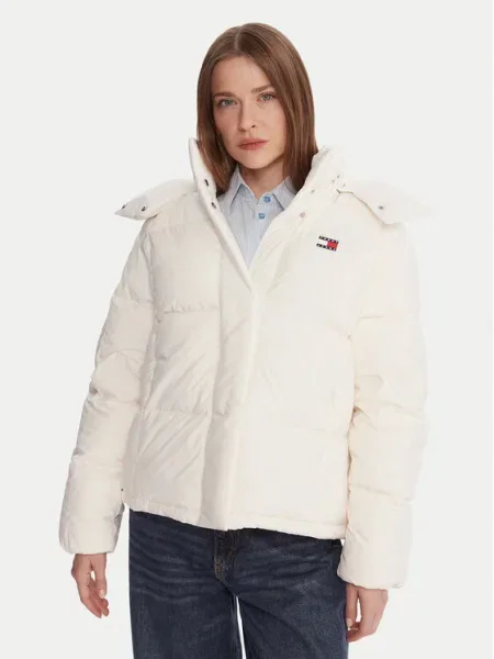 Пухено яке Tommy Jeans зимен модел бежово