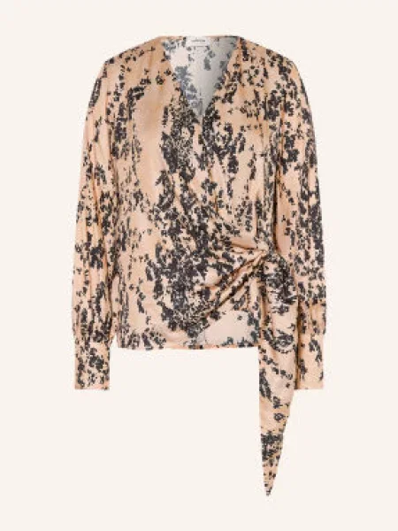 Ottod'ame Bluzka Kopertowa beige czarna