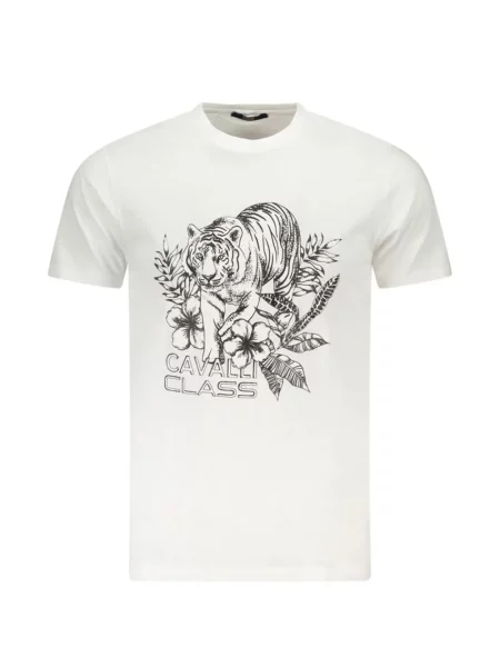 Tricou Cavalli Class cu imagine cu dungi de tigru alb
