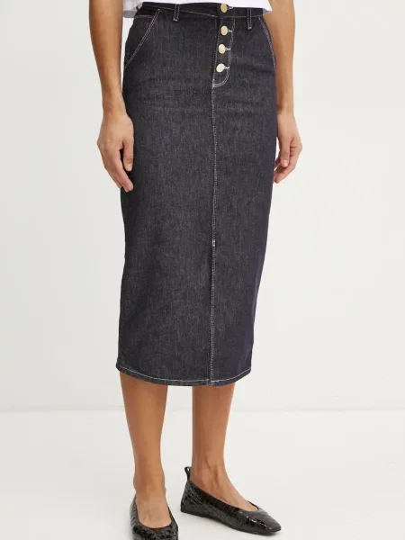 Karl Lagerfeld fusta jeans marin midi creion albastru