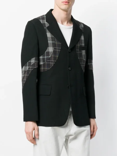 Kostkované sako Comme Des Garçons Pre-owned s aplikacemi černé