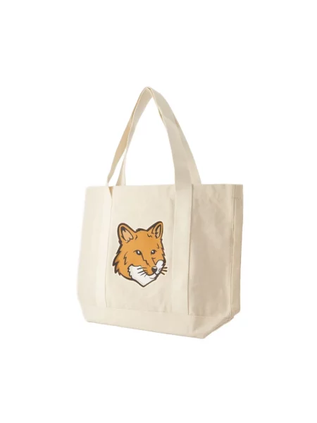 Torebka Maison Kitsune z nadrukiem beżowa
