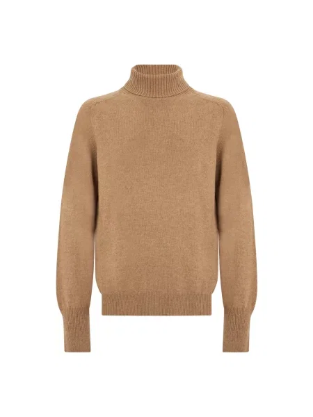 Sweter z golfem Fedeli z kaszmiru do golfa beżowy