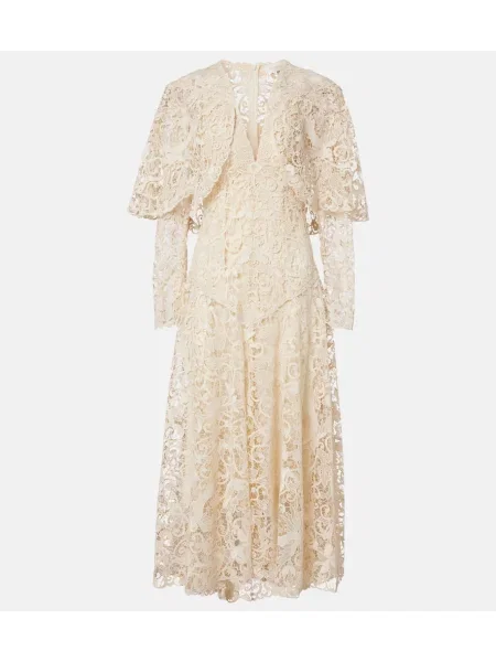 Rochie midi Zimmermann din dantelă până la genunchi de costum alb
