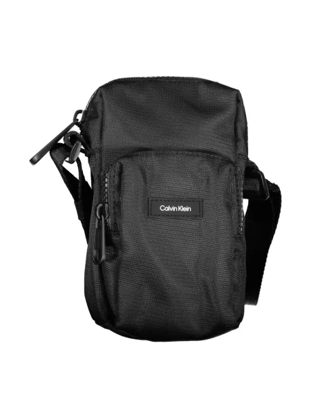 Lniana torebka crossbody Calvin Klein biznesowa czarna