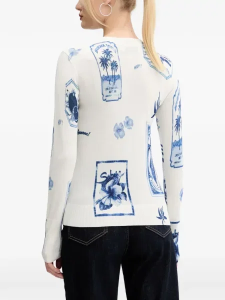 Pulover Desigual cu imagine alb