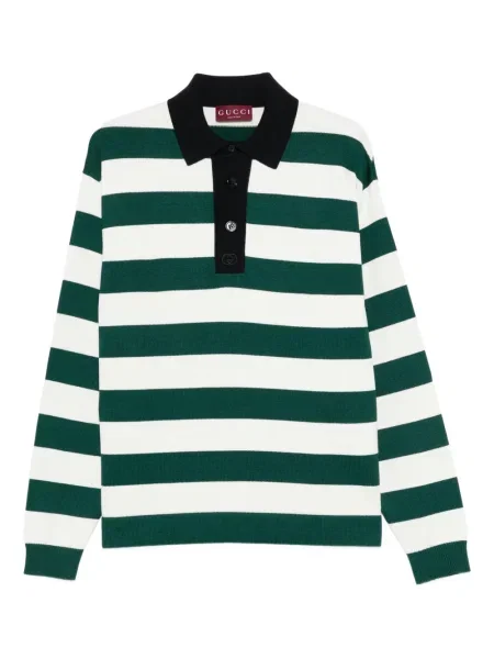 Tricou polo Gucci cu dungi verde