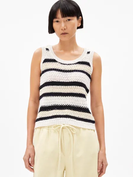 ARMEDANGELS Top bej / negru alb