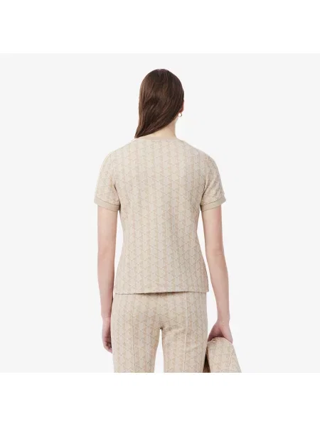 Lacoste T-Shirt Z Okrągłym Dekoltem Z Monogramem Slim Fit jasnoróżowy