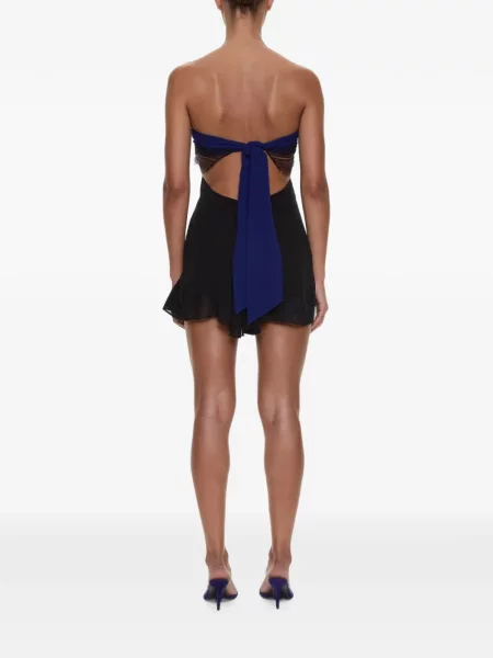 Rochie mini Christopher Esber din dantelă fără bretele albastru