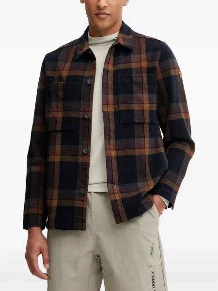 Geacă Fjallraven în carouri albastru