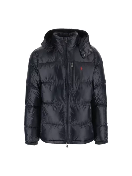 Kurtka bomber Polo Ralph Lauren z wysokim kołnierzem z logo pikowany niebieski