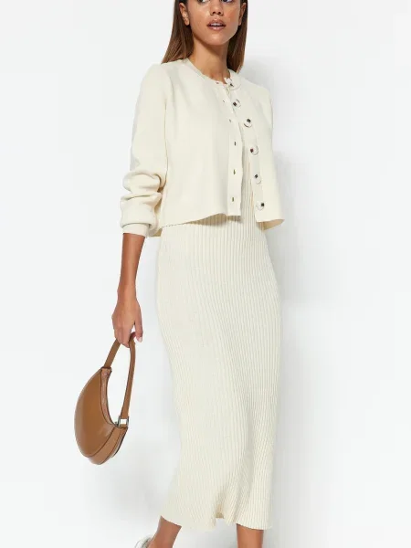 Cardigan Trendyol cu strasuri alb