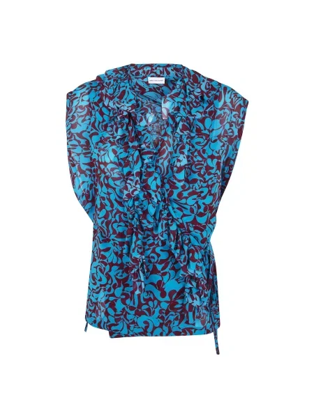 Bluzka Dries Van Noten z nadrukiem niebieska