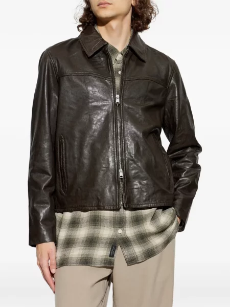 Geanta de piele Allsaints maro
