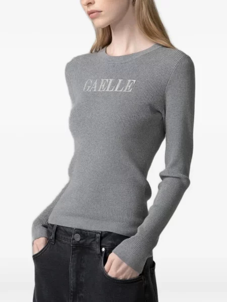 Tricou Gaëlle Paris tricotate cu autograf gri