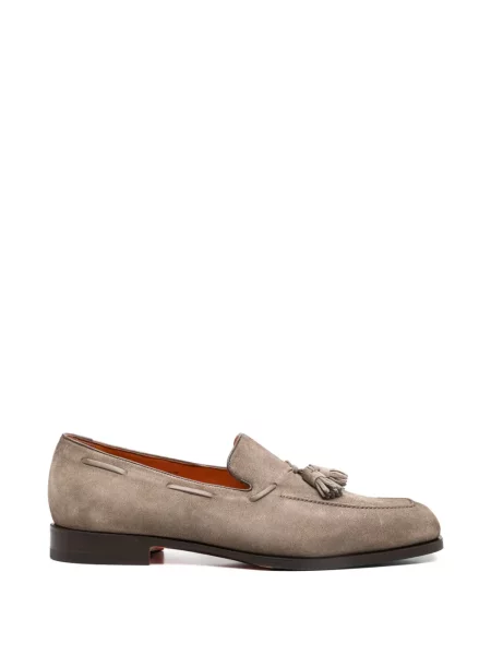 Pantofi loafer Santoni din piele gri