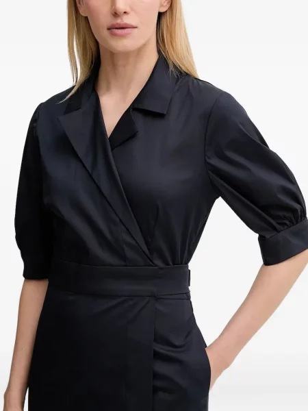 Sukienka midi Munthe do kolan kopertowa garniturowa niebieska