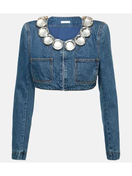 Kurtka jeansowa Area o krotszym kroju niebieska