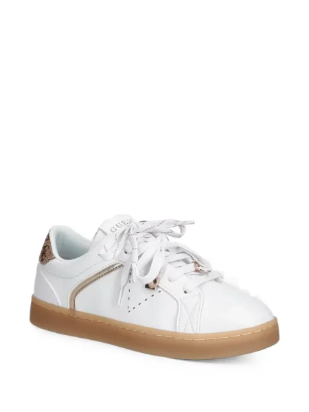 Sneakerși Guess din piele cu imagine alb