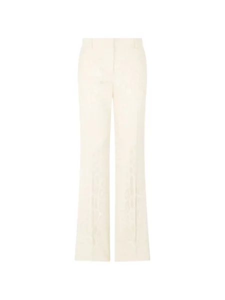 Pantaloni Roberto Cavalli cu model leopard din jacard evazate alb