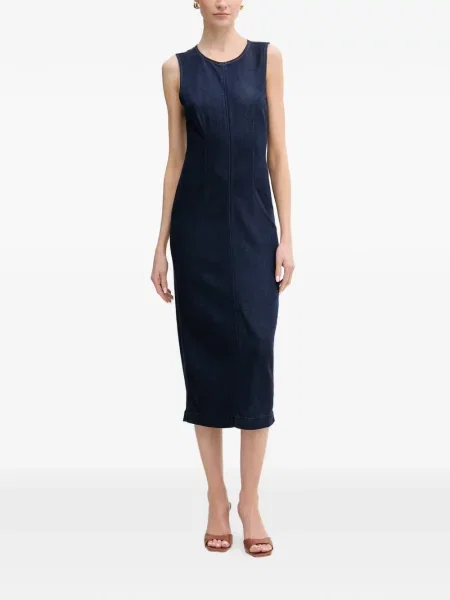 Rochie midi Guess fără mâneci albastru