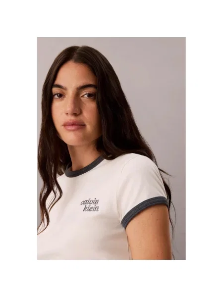 Tricou Calvin Klein Jeans cu autograf alb