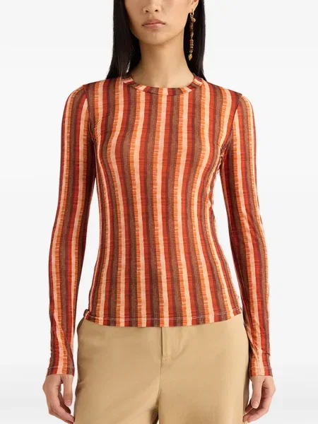 Długi top Momoni w paski pomarańczowy
