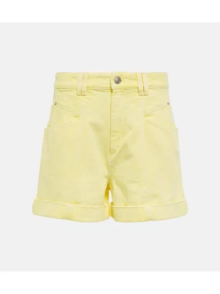 Pantaloni scurți din denim Isabel Marant cu talie înaltă galben