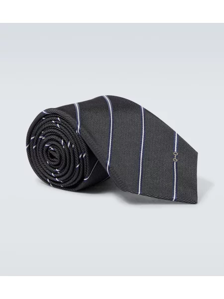 Svilena kravata Gucci s črtami siva