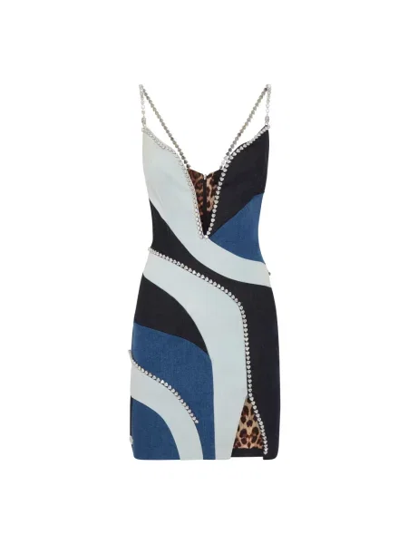 Sukienka jeansowa Philipp Plein garniturowa niebieska