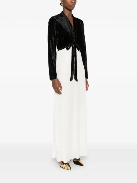 Rochie Forte_forte de catifea cu legături alb