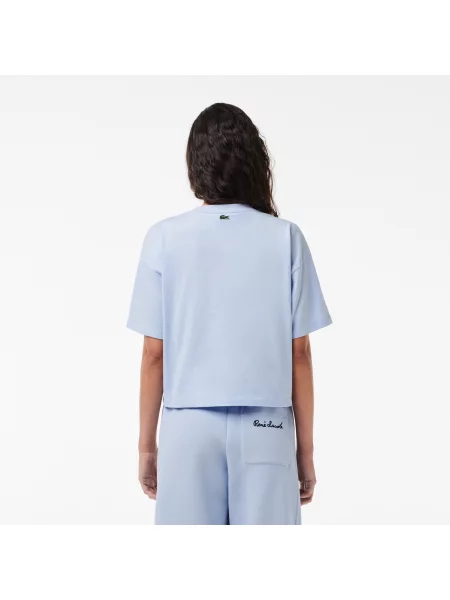 Lacoste T-Shirt Z Okrągłym Dekoltem Relaxed Fit niebieski