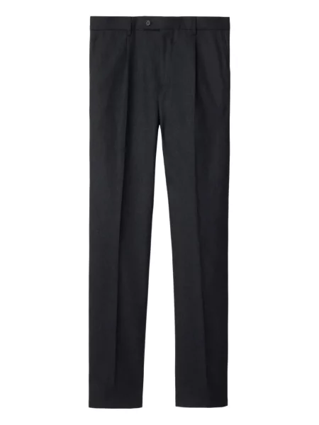 Pantaloni Burberry plisate de flanelă gri