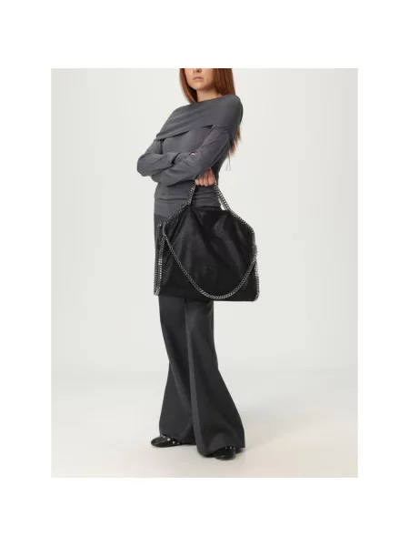 Duża mały torebka na łańcuszku Stella Mccartney z granatem czarna