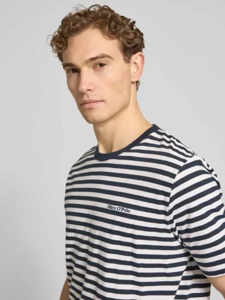 T-shirt o kroju regular fit z czystej bawełny Marc O'polo granatowa