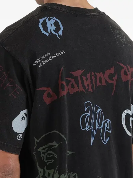 Tricou A Bathing Ape® cu imagine negru