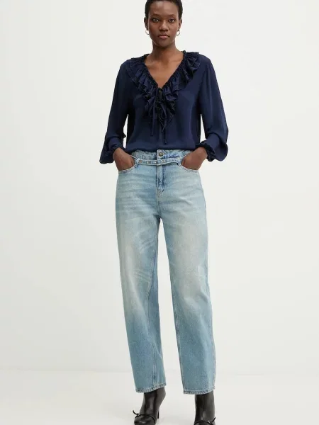 Однотонная блузка Answear.lab синяя