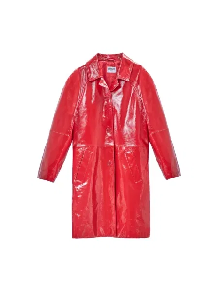 Kurtka skórzana Moschino czerwona