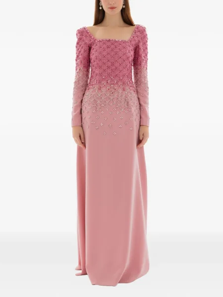 Rochie Dina Melwani de cristal roz