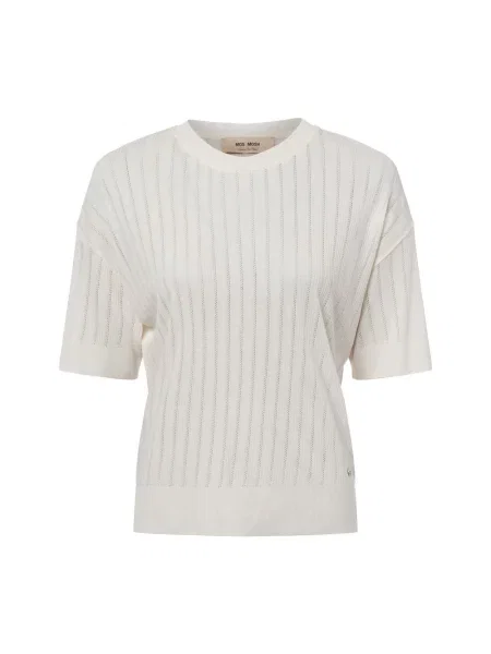 MOS MOSH Koszulka MMSwann Kobiety Sztuczne włókno biały jednolity M beżowa