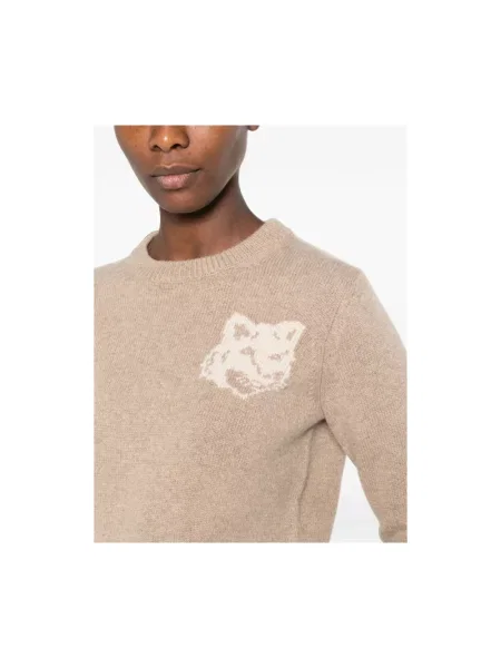 Sweter Maison Kitsune wełniany beżowy